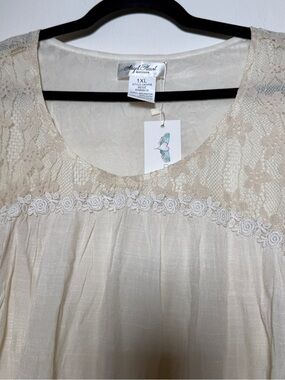 Angel Heart 1XL Cream Lace-Trim Long Sleeve Lace Top NWT Cottagecore Whimsigoth